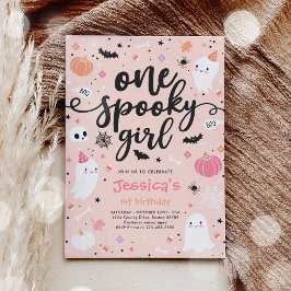 En Spooky Girl Cute Halloween Ghost 1:a födelsedag Inbjudningar
