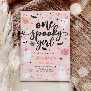 En Spooky Girl Cute Halloween Ghost 1:a födelsedag Inbjudningar