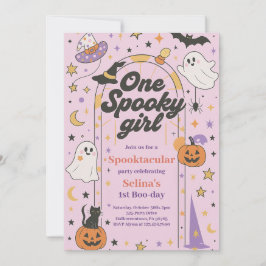 En Spooky Girl Halloween Ghost första födelsedag Inbjudningar