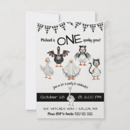 EN Spooky Goose! Halloween Första Födelsedagsfeste Inbjudningar