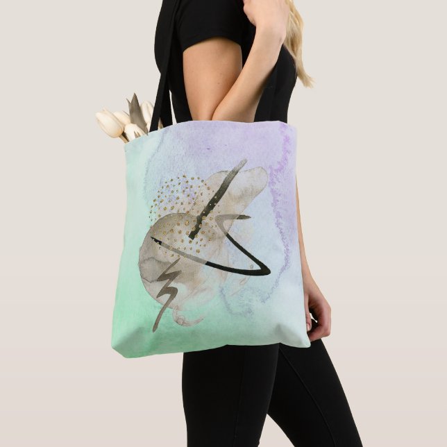 En Sprinkle av Guld Print Tote Shoulder Bag Tygkasse (Närbild)