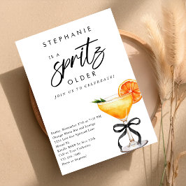 En Spritz Äldre Orange Cocktail Svart Bow Födelsed Inbjudningar