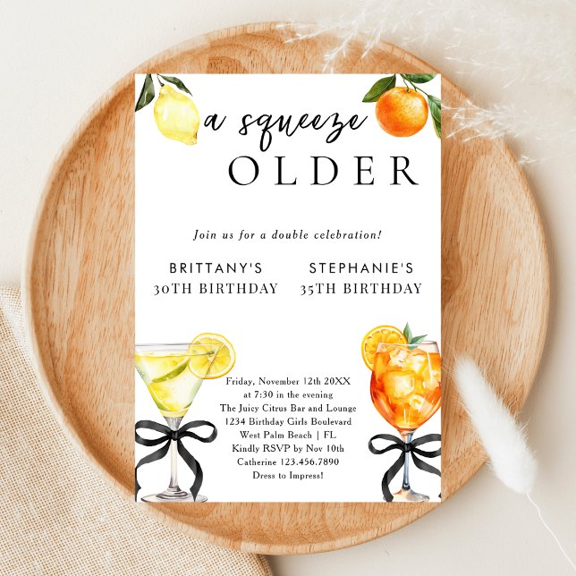 En Squeeze Older Martini Aperol Dubbel Födelsedag Inbjudningar (Skapare uppladdad)