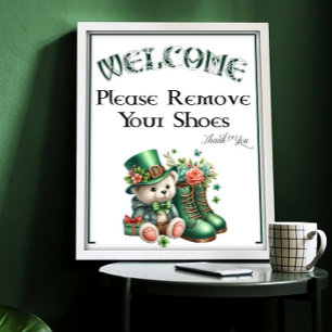 En St Patricks Day Vänligen Ta Av Skor Skylt