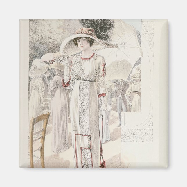 En stadsklänning från "Les Grandes Modes de Paris" Magnet (Framsidan)