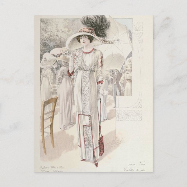 En stadsklänning från "Les Grandes Modes de Paris" Vykort (Framsida)