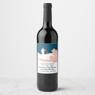 En stämpel med Vin-etiketten Snögubbe jul Vinflaska Etikett