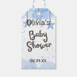En stänk av glädje: Akvarell Baby Shower Presentetikett