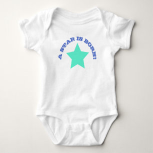 EN STAR ÄR FÖDD   Roligt Citat Teal Star Baby Body Tröja