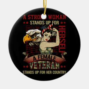 En stark kvinnlig kvinnlig kvinnlig Dam Veteran st Julgransprydnad Keramik