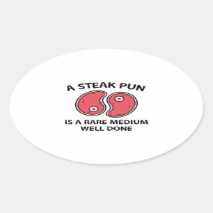 En Steakvits Ovalt Klistermärke