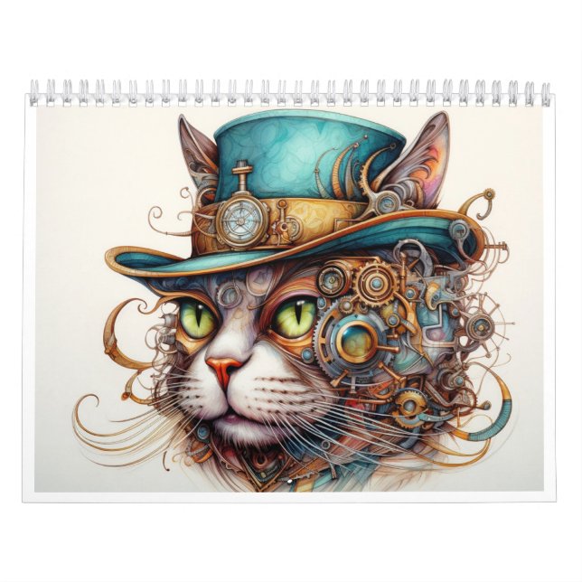 En steampunk-kalender med en katt kalender (Omslag)