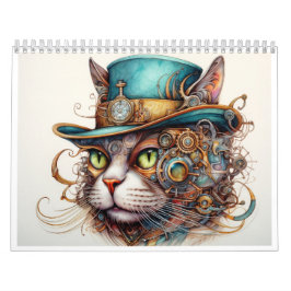 En steampunk-kalender med en katt kalender