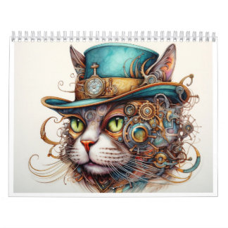 En steampunk-kalender med en katt kalender