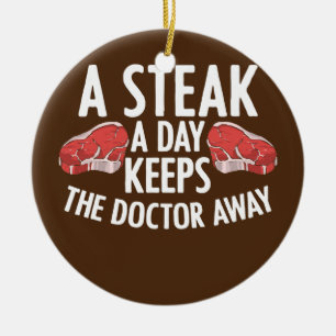En stek Behållan om Doktor Away Kött Eater Julgransprydnad Keramik