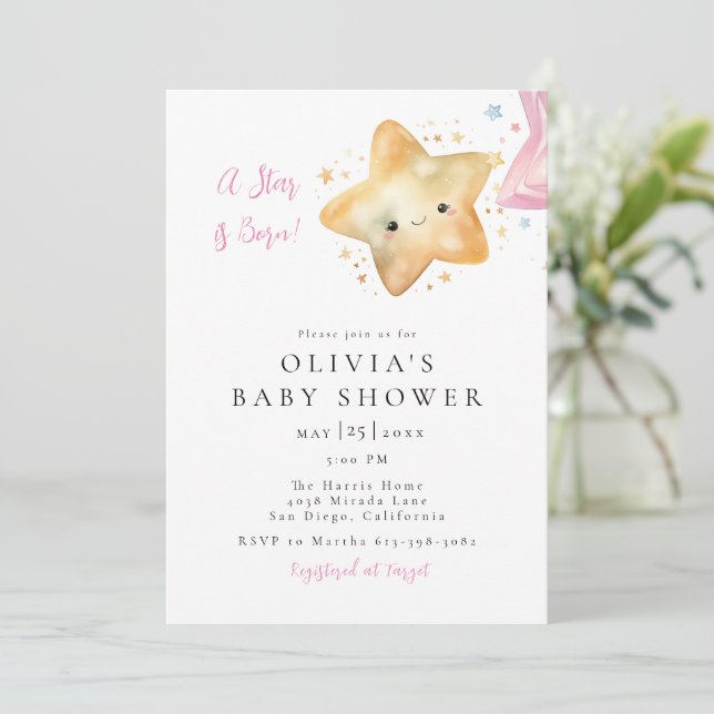 En stjärna är Born Baby Shower Inbjudningar (Stående Fram)