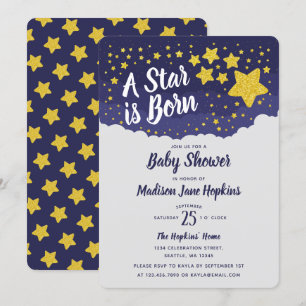 En stjärna är Born Baby Shower Inbjudningar