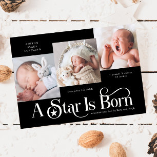 En stjärna är Born Jul Black Birement Julkort