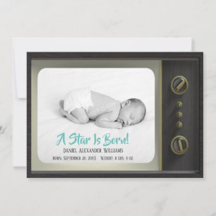 En stjärna är fött TV Baby-foto för födelsemeddela Meddelande