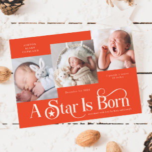 En stjärna föds på Julafton Retro Red Birth Julkort