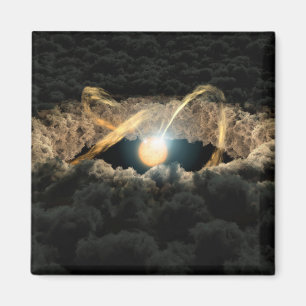 En stjärna omgiven av en protoplanetdisk magnet