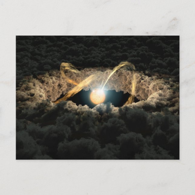 En stjärna omgiven av en protoplanetdisk vykort (Framsida)