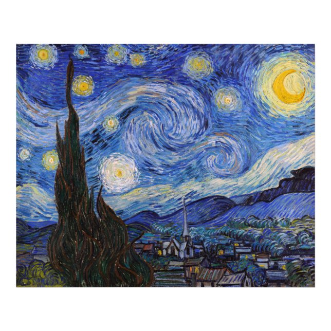 En stjärnig natt: Saint Remy av Vincent Van Gogh Fototryck (Framsidan)