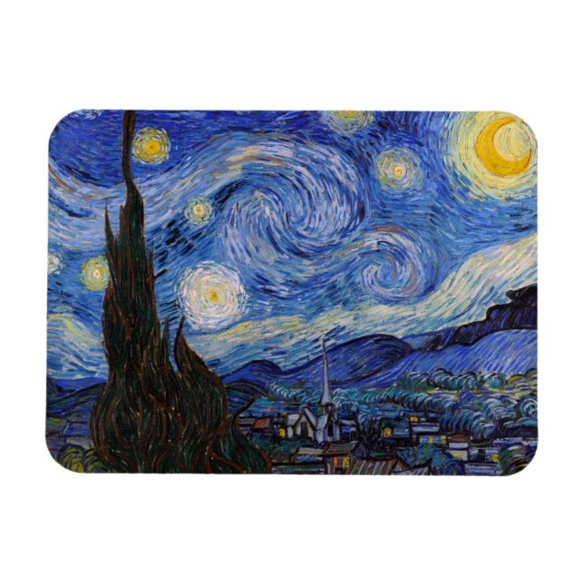En stjärnig natt: Saint Remy av Vincent Van Gogh Magnet (Horisontell)