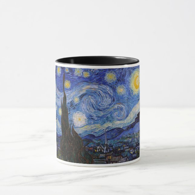 En stjärnig natt: Saint Remy av Vincent Van Gogh Mugg (Center)