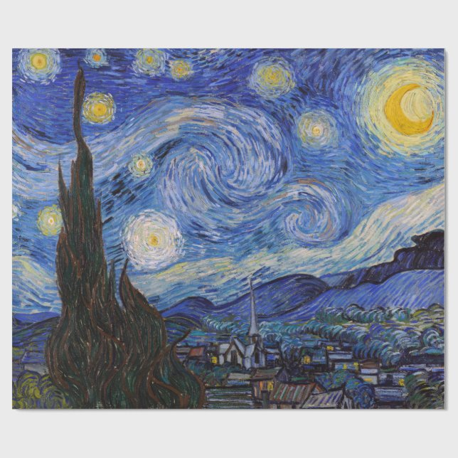 En stjärnig natt: Saint Remy av Vincent Van Gogh Presentpapper (Platt)