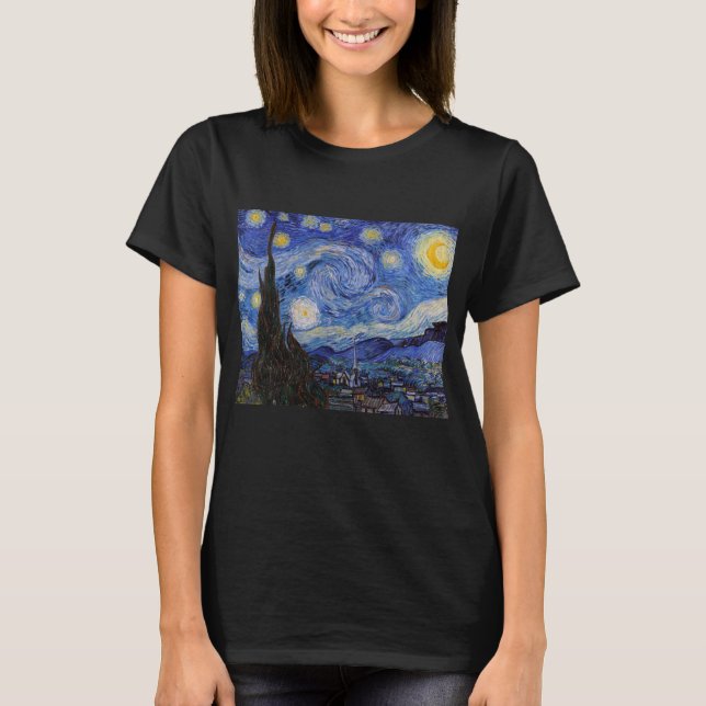 En stjärnig natt: Saint Remy av Vincent Van Gogh T Shirt (Framsida)