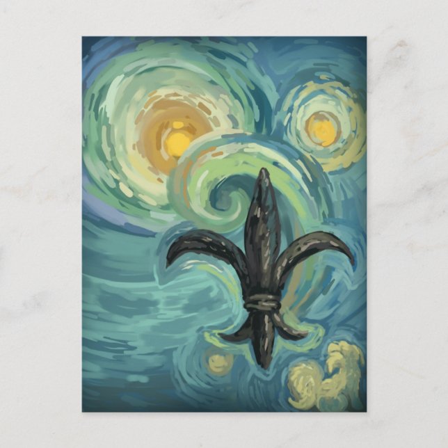 En stjärnnatt med underhundrande vykort (Framsida)