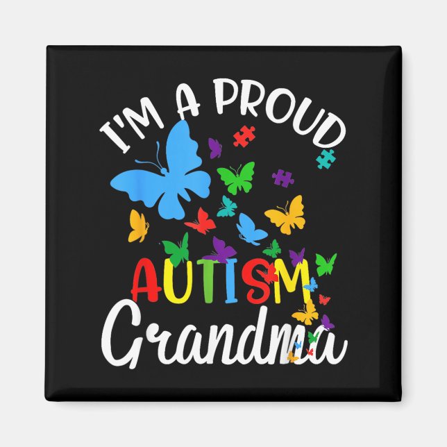 En stolt Autism Farmor Pusselband Schmetterling Magnet (Framsidan)