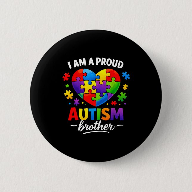 En stolt autismbror autism medvetenhet ner knapp (Framsida)