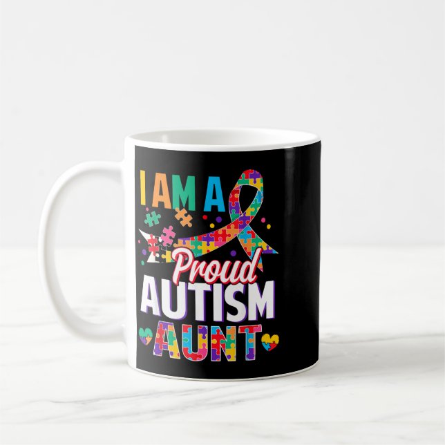 En stolt autismsyster Autism Awareness Pusselbit Kaffemugg (Vänster)