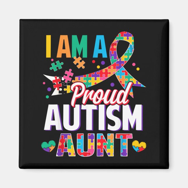 En stolt autismsyster Autism Awareness Pusselbit Magnet (Framsidan)