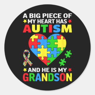 En stor Biet av mitt hjärta har autism och han är Runt Klistermärke
