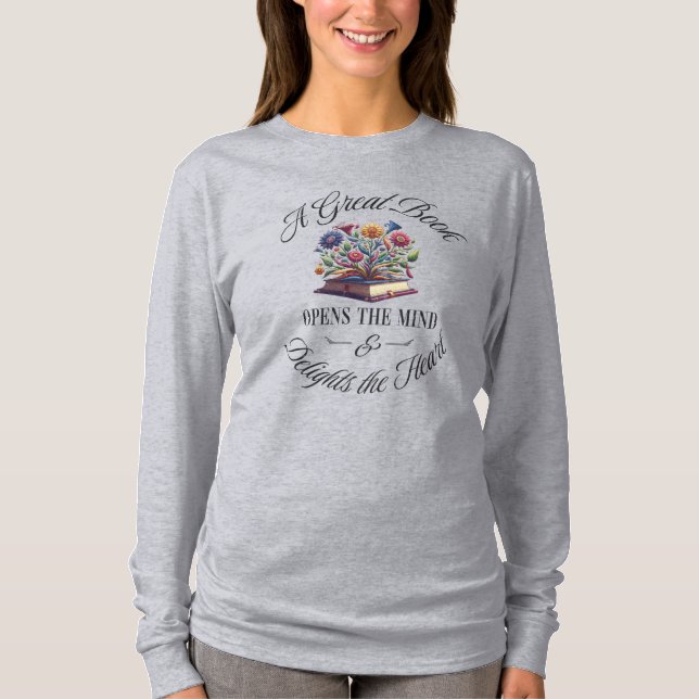 En Stor Bok Gläder Blommig Långärmad T Shirt (Framsida)