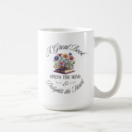 En Stor Bok Gläder Blommor Kaffemugg