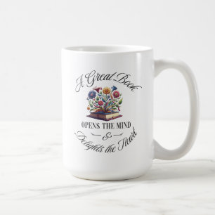 En Stor Bok Gläder Blommor Kaffemugg