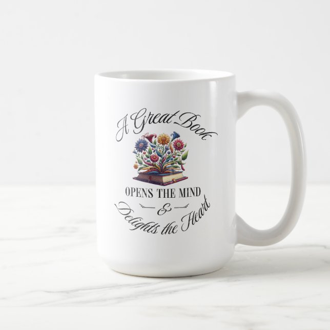 En Stor Bok Gläder Blommor Kaffemugg (Höger)