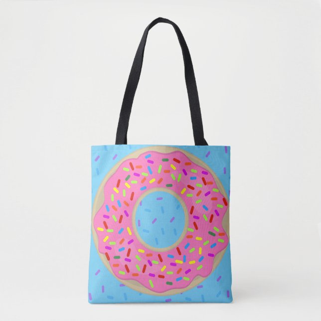 En stor frostiserad Rosa Donut Cute Illustration Tygkasse (Framsida)