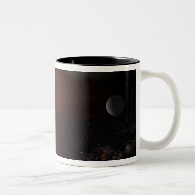En stor gastplanet som omger en röd dvärgstjärna Två-Tonad mugg (Höger)