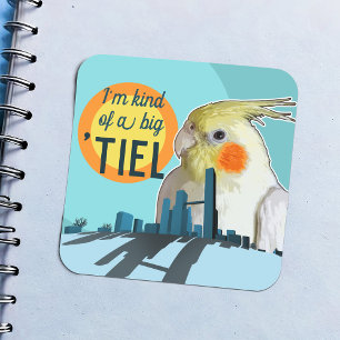 En stor grej Cockatiel Pun Pet Bird Fyrkantigt Klistermärke
