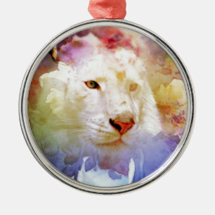 En stor katt i Blommigten Grunge Fält Julgransprydnad Metall