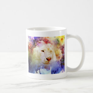 En stor katt i Blommigten Grunge Fält Kaffemugg