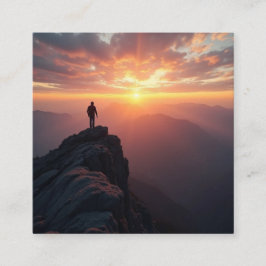 En stor soluppgång från bergstoppen fyrkantigt visitkort