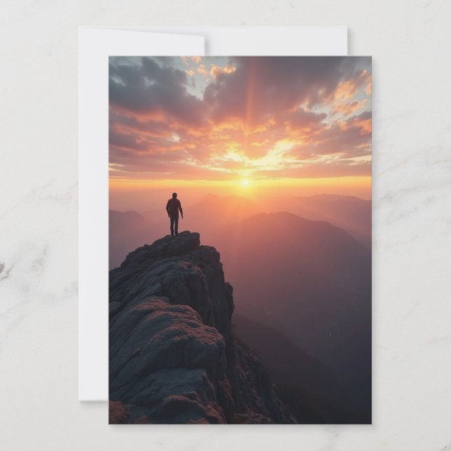 En stor soluppgång från bergstoppen spara datumet (Framsida)