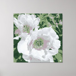 En stor vit peony på canvas. canvastryck
