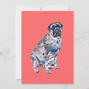 En stor vuxen av Engelsk Mastiff-hund med Julkort